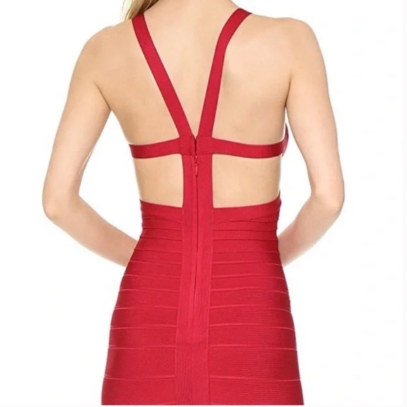 Herve Leger Red Mini Dress - Picture 4 of 8